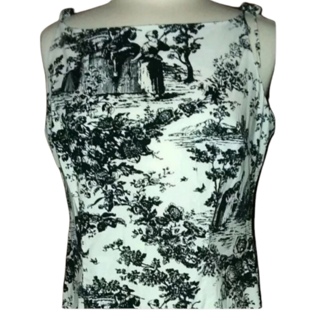Teddi toile printed boat neck dress